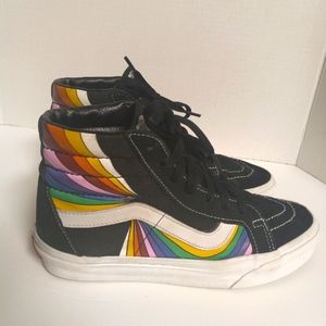 Vans Sk8 Hi Reissue Retract MultiColor Rainbow Skate Shoes Women's Sz 7.5 Mens 6
